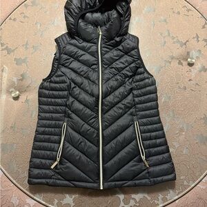 Michael Kors Black Quilted Vest with Hood